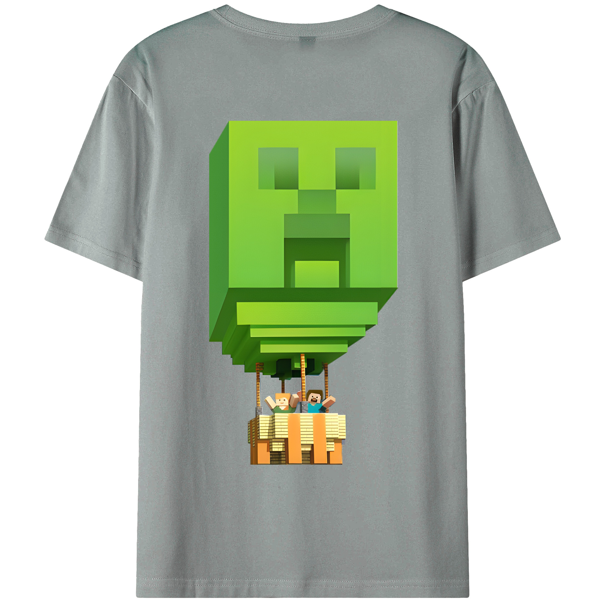 （画像用） マインクラフト ブロックの世界 Minecraft MC Block world 綿100％ メンズ半袖Tシャツ（バックプリント） 通気性